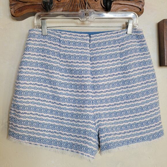 HOUSE OF HARLOW 1960 Tweed Boucle Skirt SKORT Light Blue White Fringe Hem✨️M/8 - Picture 14 of 16